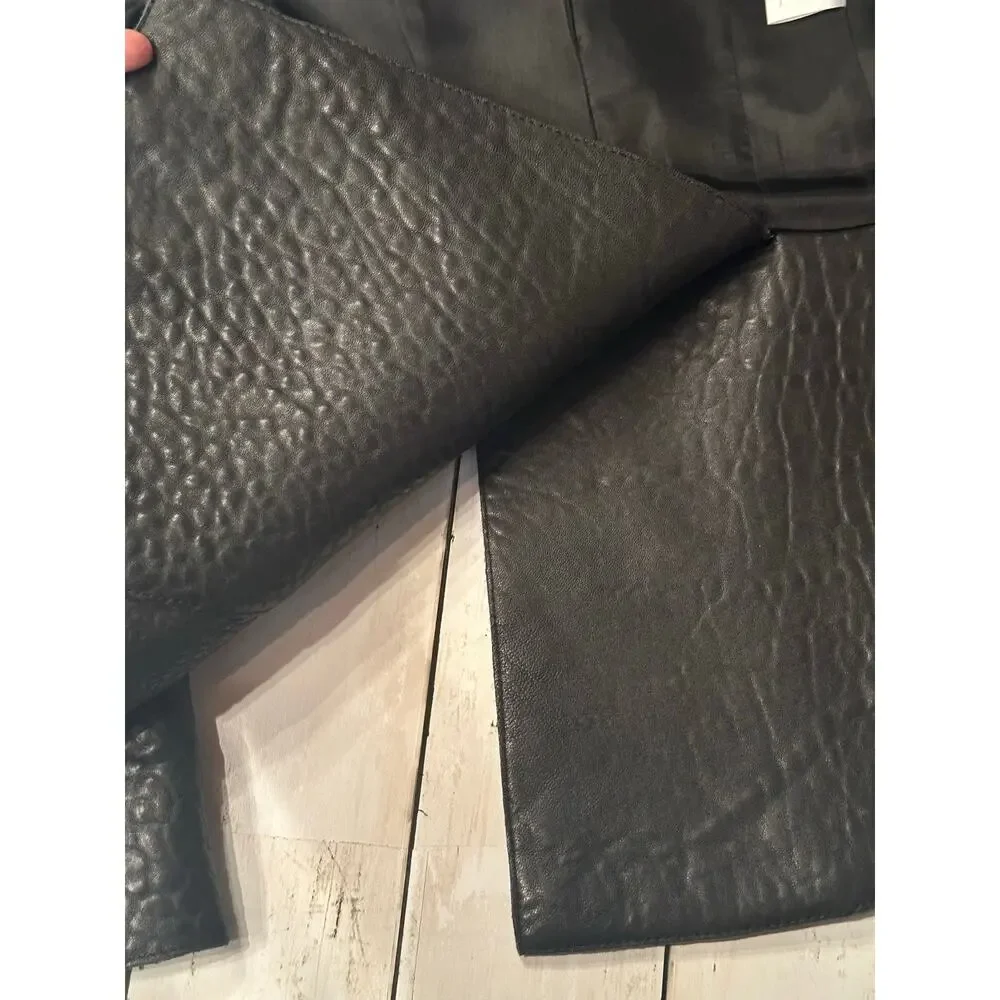 Vintage Akris Bergdorf Croc Embossed Goat Suede Leather Jacket size US 4 Hi-low